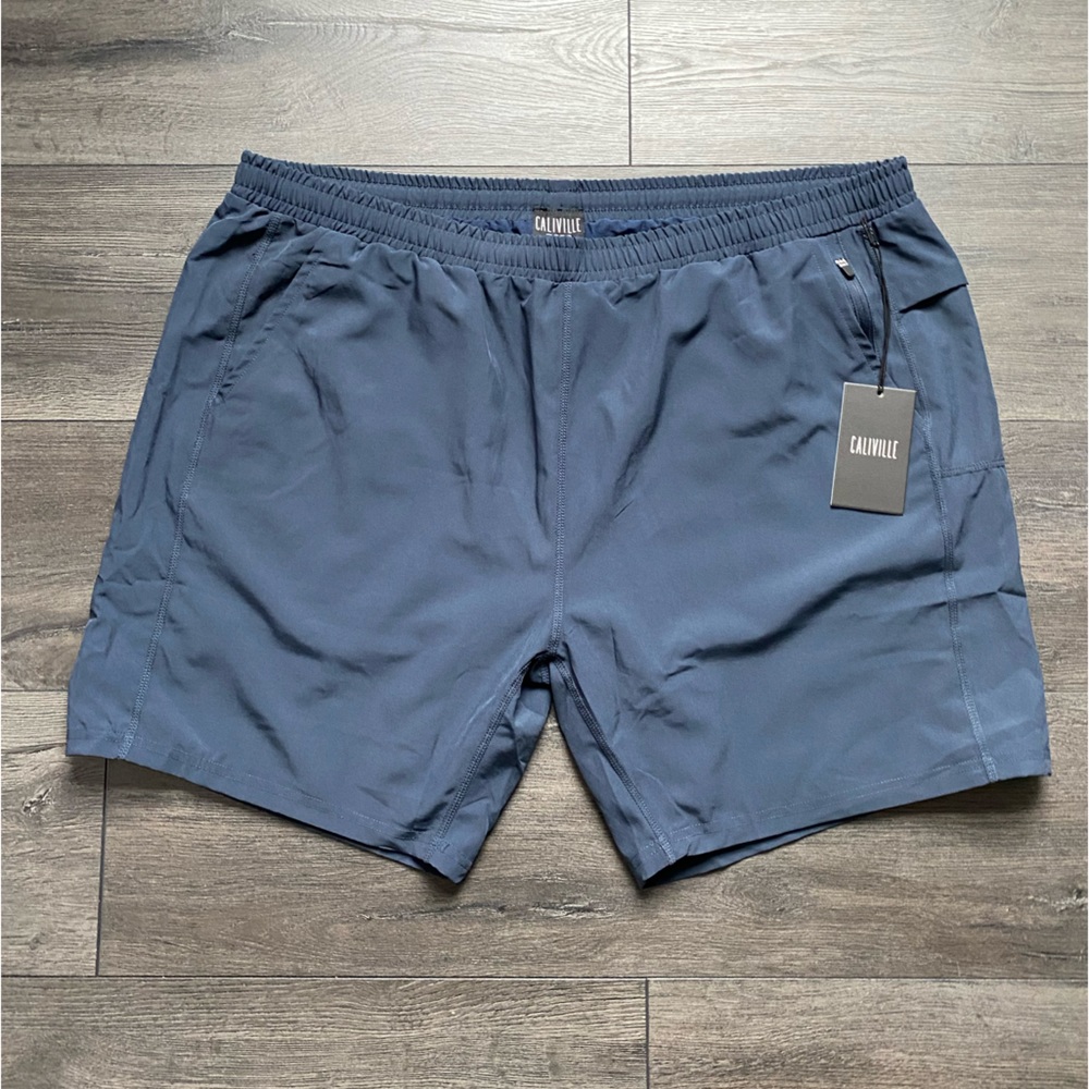 Caliville Mens Navy Blue Stretch Lined Performance Athletic Shorts Size XXL NWT